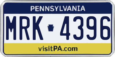 PA license plate MRK4396