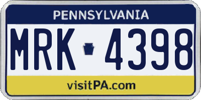 PA license plate MRK4398