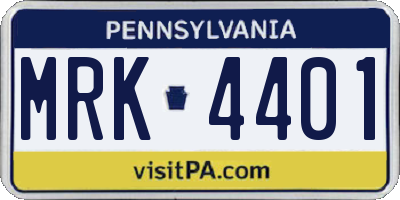 PA license plate MRK4401