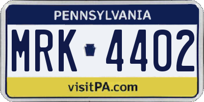 PA license plate MRK4402
