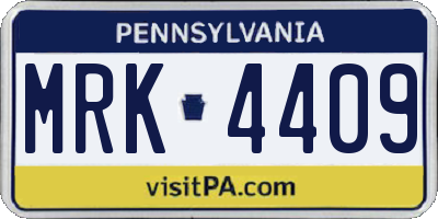 PA license plate MRK4409
