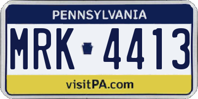 PA license plate MRK4413
