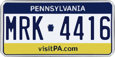 PA license plate MRK4416
