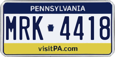PA license plate MRK4418