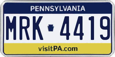 PA license plate MRK4419