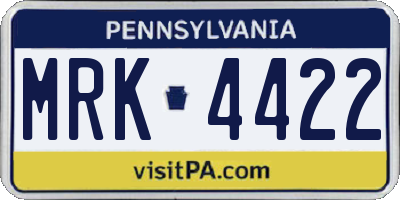 PA license plate MRK4422