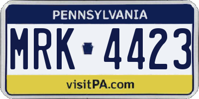 PA license plate MRK4423