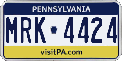 PA license plate MRK4424