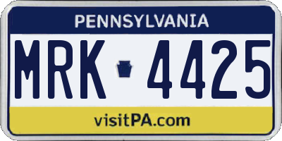 PA license plate MRK4425