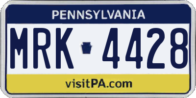 PA license plate MRK4428