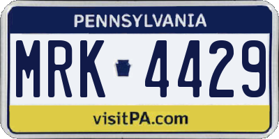 PA license plate MRK4429