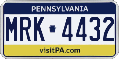 PA license plate MRK4432