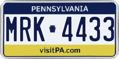 PA license plate MRK4433