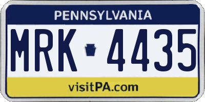 PA license plate MRK4435