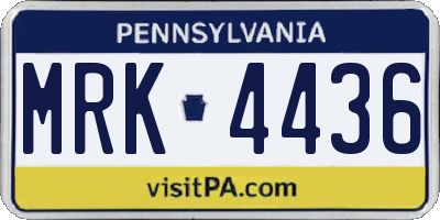 PA license plate MRK4436