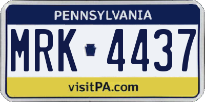 PA license plate MRK4437