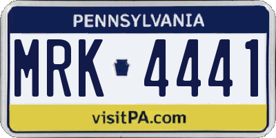 PA license plate MRK4441