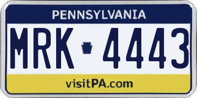 PA license plate MRK4443