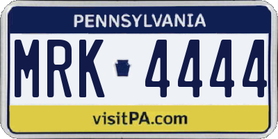 PA license plate MRK4444