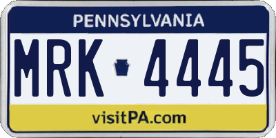 PA license plate MRK4445