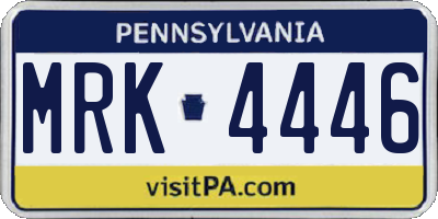 PA license plate MRK4446