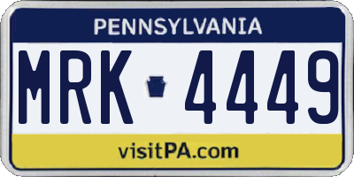 PA license plate MRK4449