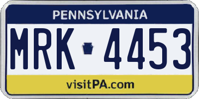 PA license plate MRK4453