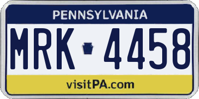 PA license plate MRK4458