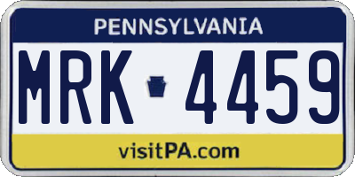 PA license plate MRK4459