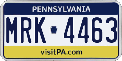 PA license plate MRK4463