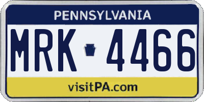 PA license plate MRK4466