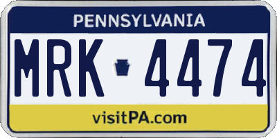 PA license plate MRK4474