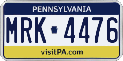 PA license plate MRK4476