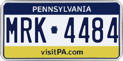 PA license plate MRK4484