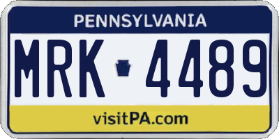 PA license plate MRK4489