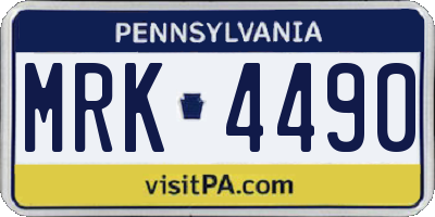 PA license plate MRK4490