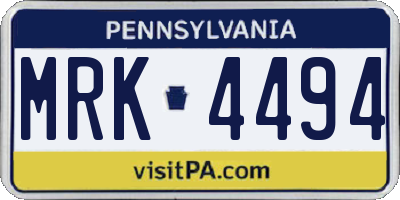 PA license plate MRK4494