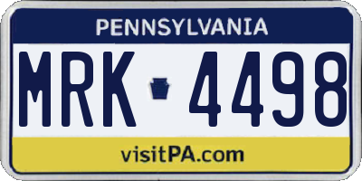 PA license plate MRK4498