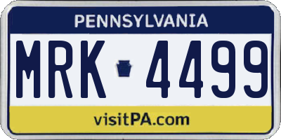 PA license plate MRK4499