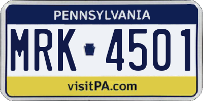 PA license plate MRK4501