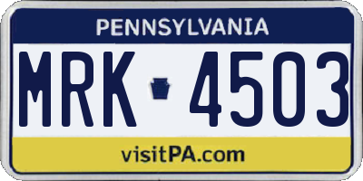 PA license plate MRK4503