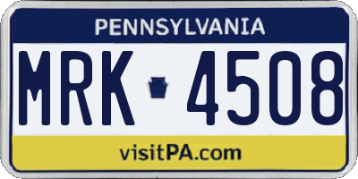 PA license plate MRK4508