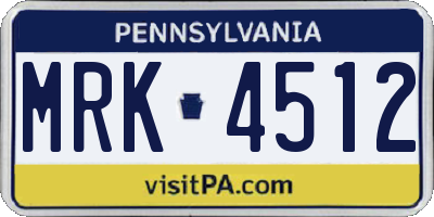 PA license plate MRK4512