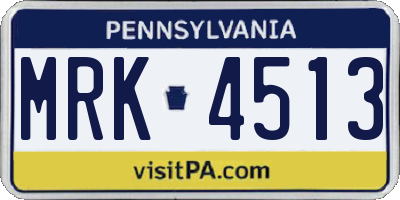 PA license plate MRK4513