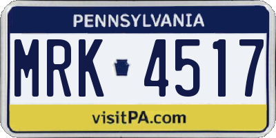 PA license plate MRK4517