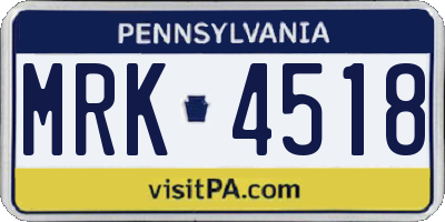 PA license plate MRK4518