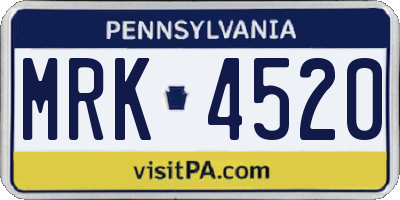 PA license plate MRK4520