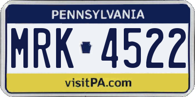 PA license plate MRK4522