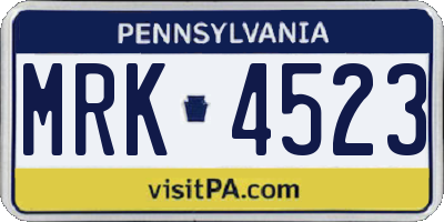 PA license plate MRK4523