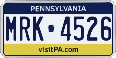 PA license plate MRK4526